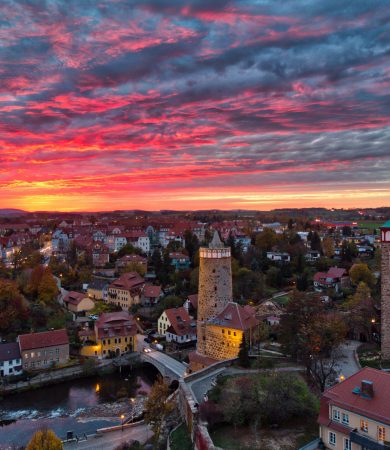 Sonnenuntergang über der Türme-Stadt Bautzen, Foto: Peter Wilhelm